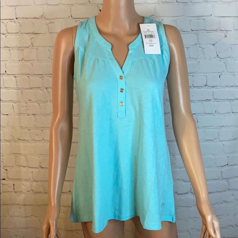 Lauren James Ocean Palm Ali Slub top! NWT
